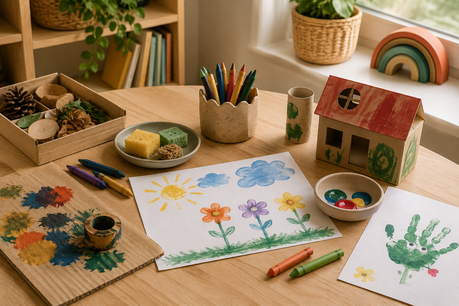 Enfant qui dessine à une table, une façon simple de créer, explorer et apprendre