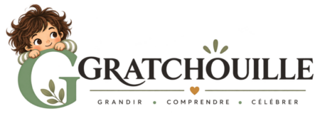 Logo Gratchouille, vert et cœur moutarde